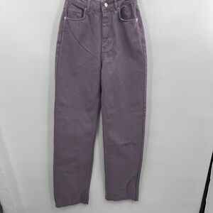 Misguided Re_styld mauve high waisted ripped straight leg jeans size 0
